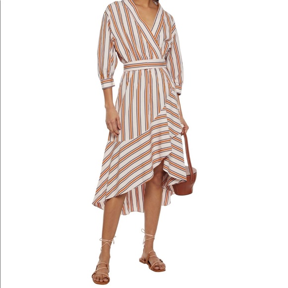 ba&sh Dresses & Skirts - BA&SH Natasia Striped Ruffle  Wrap Dress size  XS